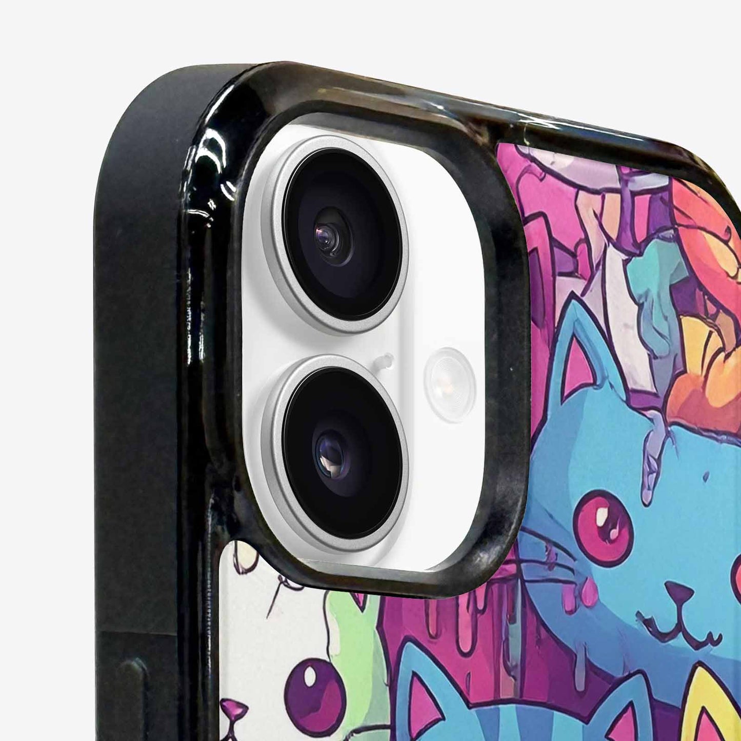 iPhone 16 Case — Pastel Gore Cat Character Pattern Hundreds, Personalized Phone Case