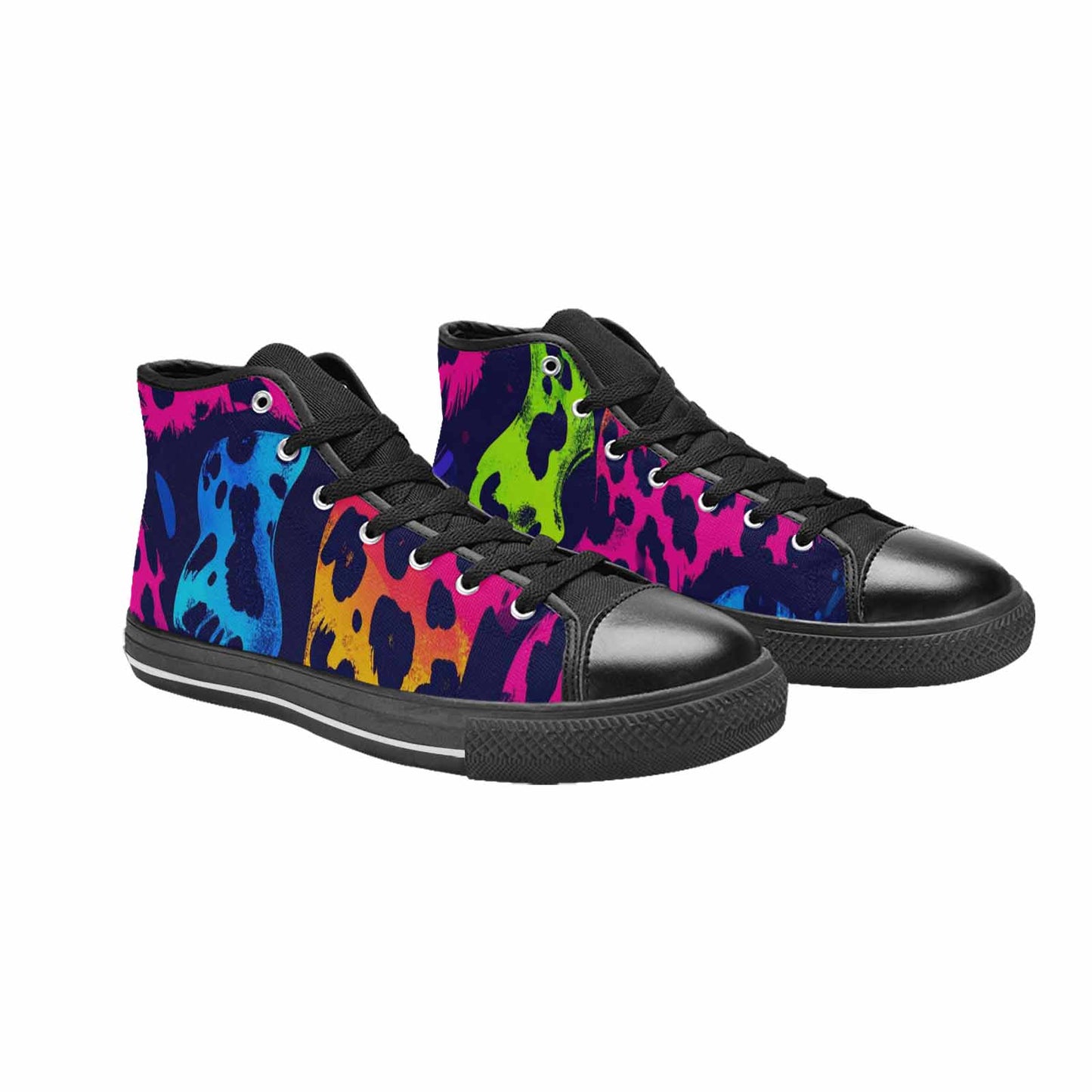 WOMEN'S Leopard Print Neon High Top Canvas Dreamcore Custom Shoes