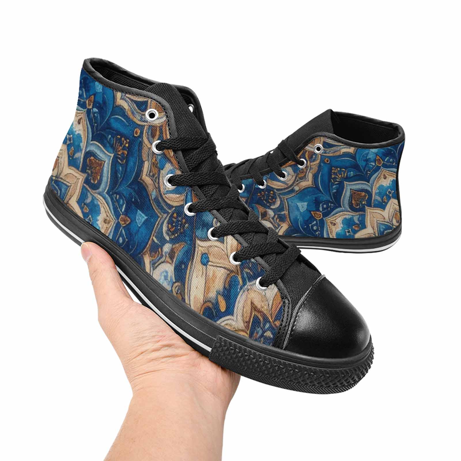 WOMEN'S Mandala High Top Canvas Neon Fantasy Sneakers