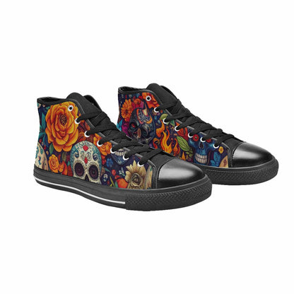 MEN'S Skull High Top Canvas Cottagecore Custom Sneakers