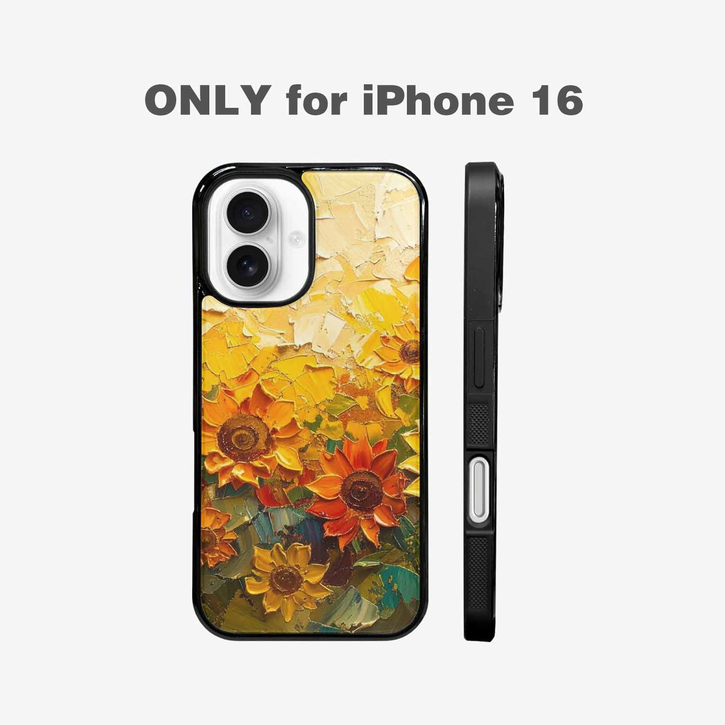 iPhone 16 Case — Impressionist Sunflower Brushstroke Pattern Hundreds Of, Custom Made Phone Cover