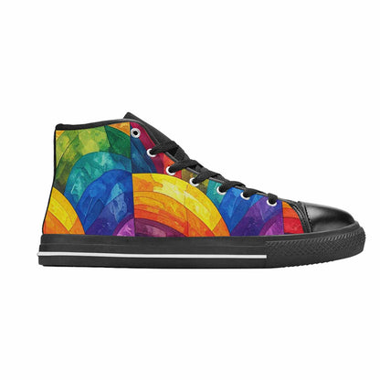 WOMEN'S Rainbow Pride Flag High Top Canvas Dark Academia Custom Sneakers
