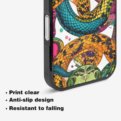 iPhone 16 Plus Case — Snake Print Skull, Custom Designed Case Cover