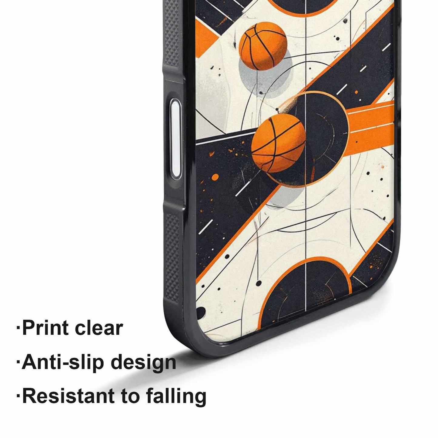 iPhone 17 Pro Max Case — Basketball Pattern, Court Lines Original Art, Unique Phone Case Design