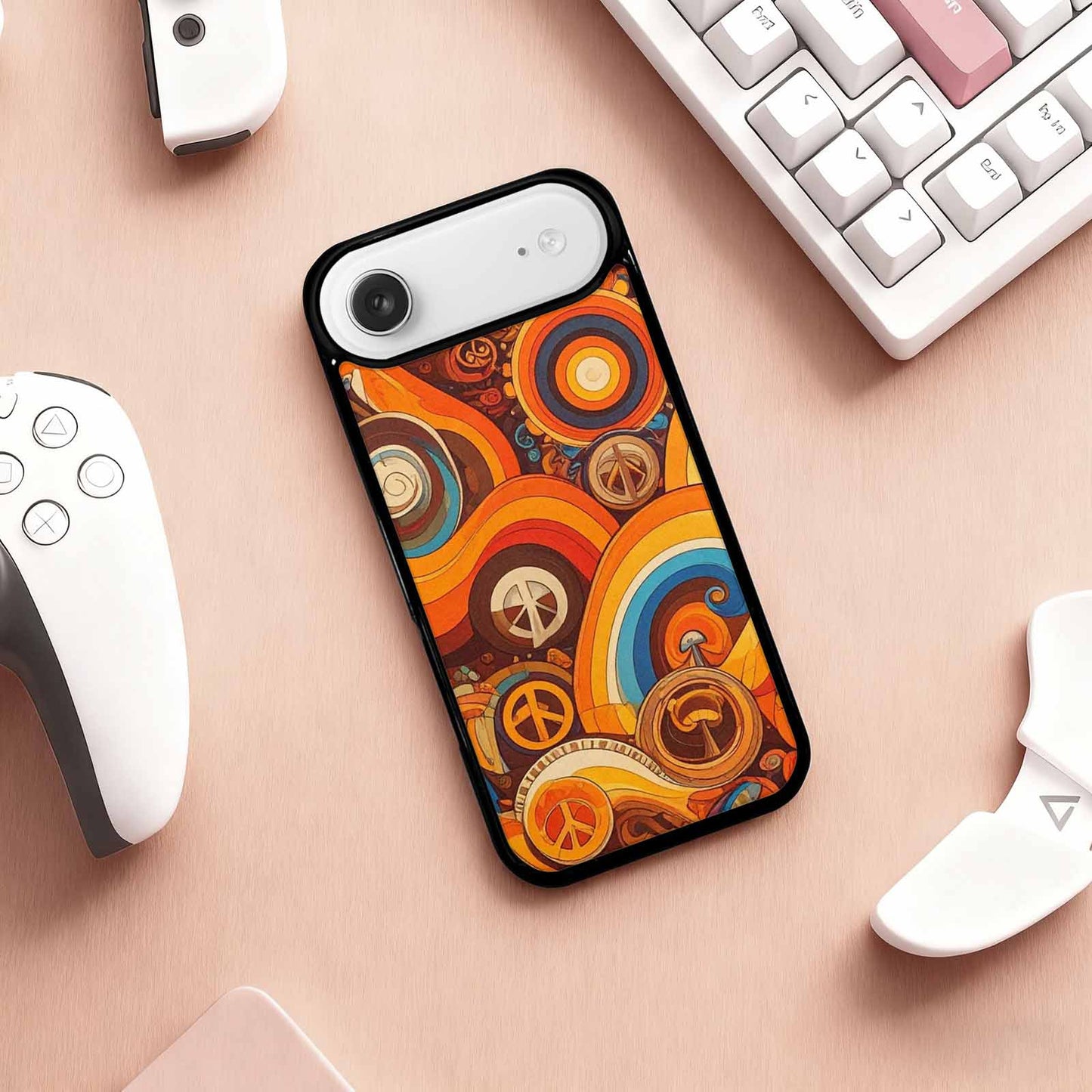iPhone 17 Air Case — Small Groovy Peace Sign Swirl Original, Personalized Phone Case