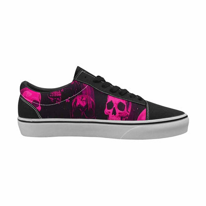 WOMEN'S Skeletons  Neon Pink Lace-Up Canvas Cottagecore Custom Sneakers