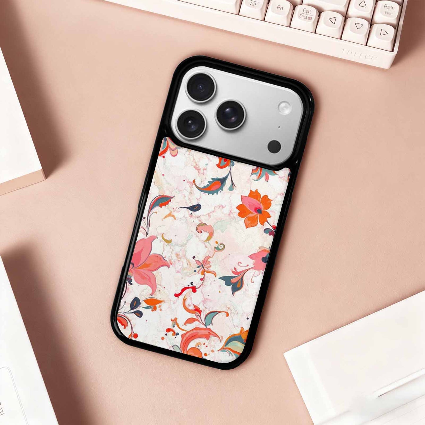 iPhone 17 Pro Case — Marble Floral, Unique Phone Case Design