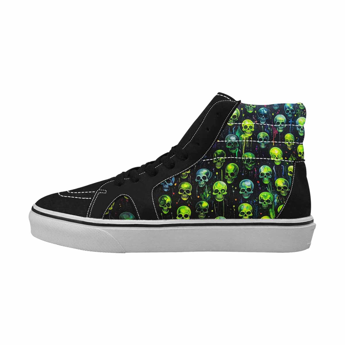 MEN'S Skeletons × Neon Green High Top Canvas Surreal Shoes