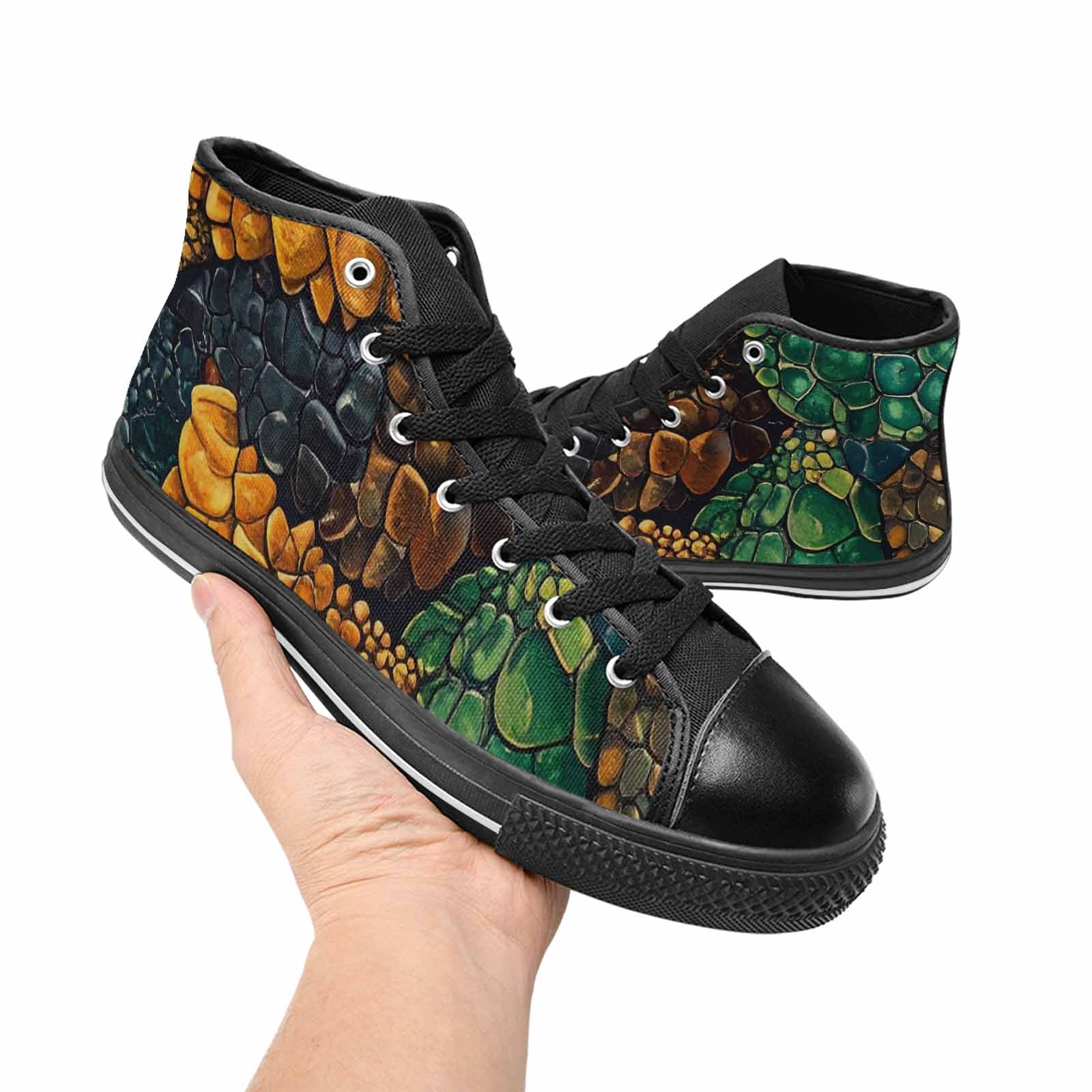 MEN'S Snake Skin Reptile High Top Canvas Wallpaper Art Shoes