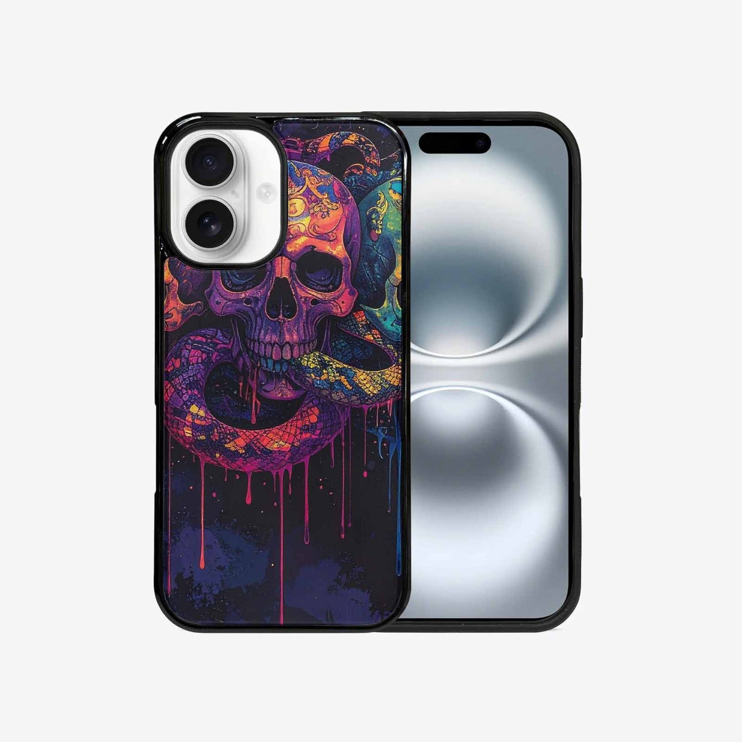 iPhone 16 Case — Snakes And Skulls Collage Custom, Customized Protective Case