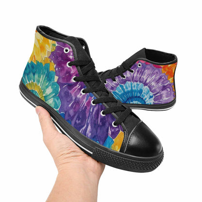 MEN'S Tie Dye Swirl High Top Canvas Wallpaper Art Custom Sneakers
