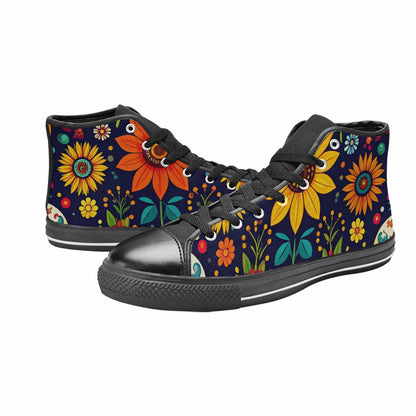 MEN'S Sunflowers And Skulls High Top Canvas Dark Academia Custom Shoes