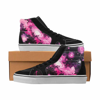 MEN'S Galaxy Art Black & Pink Ink High Top Canvas Graphic Print Neon Fantasy All Over Print Shoes