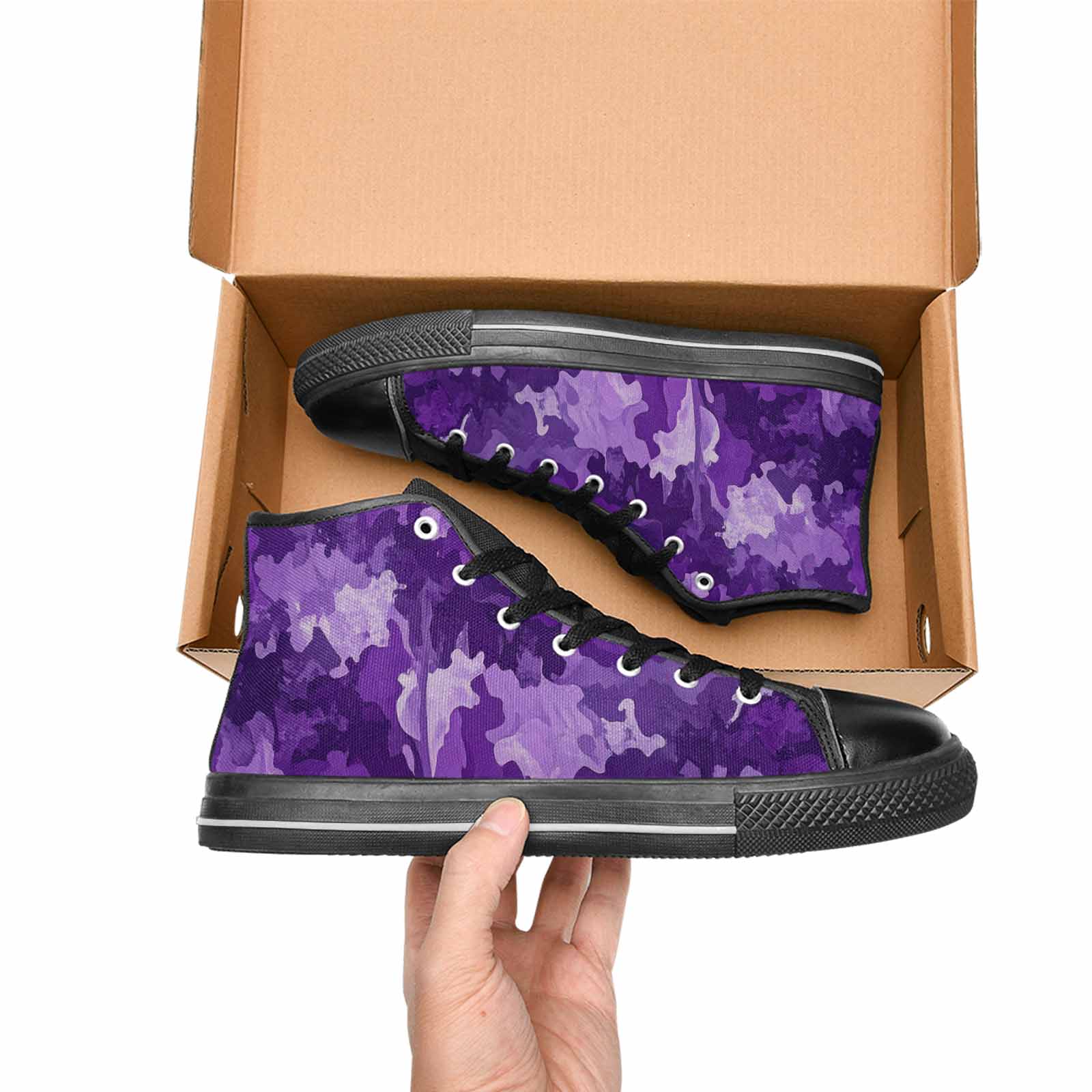 WOMEN'S Military Camouflage Blotch High Top Canvas Surreal Sneakers