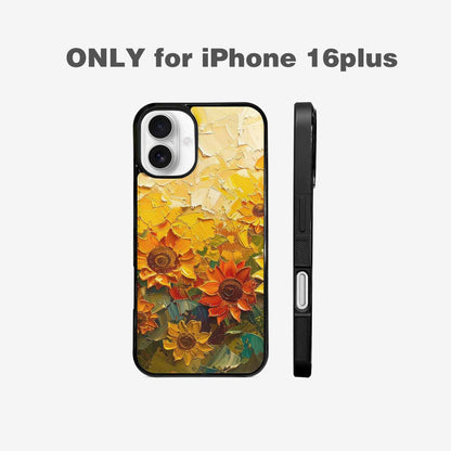 iPhone 16 Plus Case — Impressionist Sunflower Brushstroke Pattern Hundreds Of, Customized Protective Case