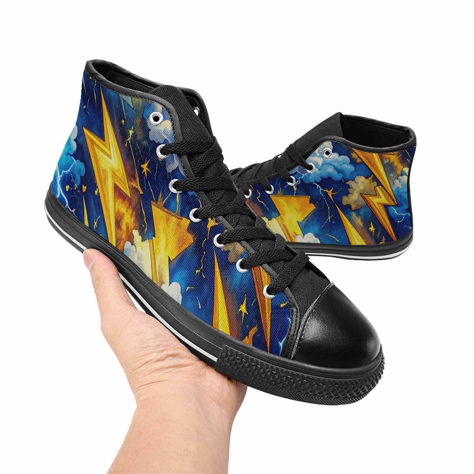 WOMEN'S Lightning Bolt High Top Canvas Dark Academia Custom Shoes