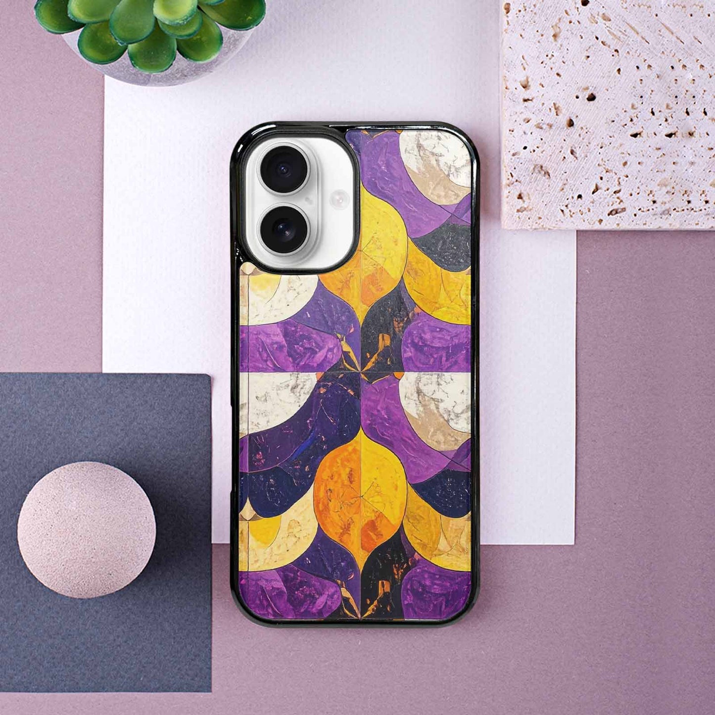 iPhone 16 Case — Nonbinary Flag Color Theme Small Rainbow, Custom Printed Phone Case