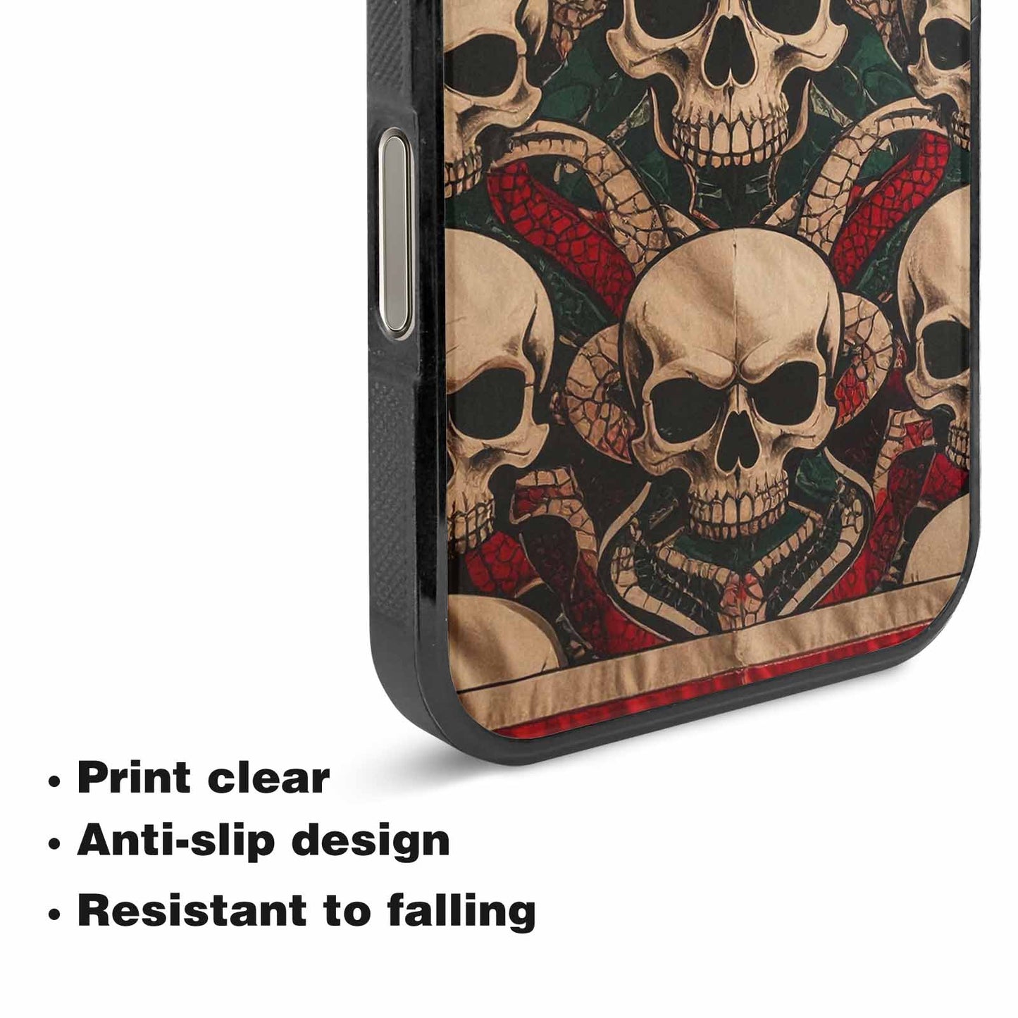 iPhone 16 Pro Max Case — Traditional Tattoo Style Skulls Entwined With, Custom Made Phone Cover