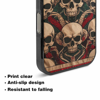 iPhone 16 Pro Max Case — Traditional Tattoo Style Skulls Entwined With, Custom Made Phone Cover