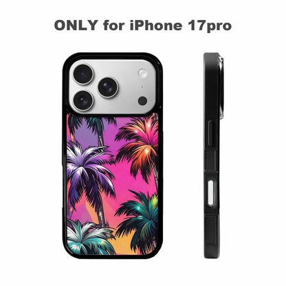 iPhone 17 Pro Case — Chrome Bling Palm Tree Original Art, Original Design Phone Case