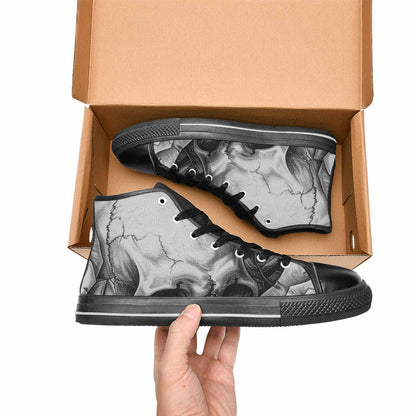 MEN'S Skulls Roses Pen Ink High Top Canvas Vibrant Chaos Shoes