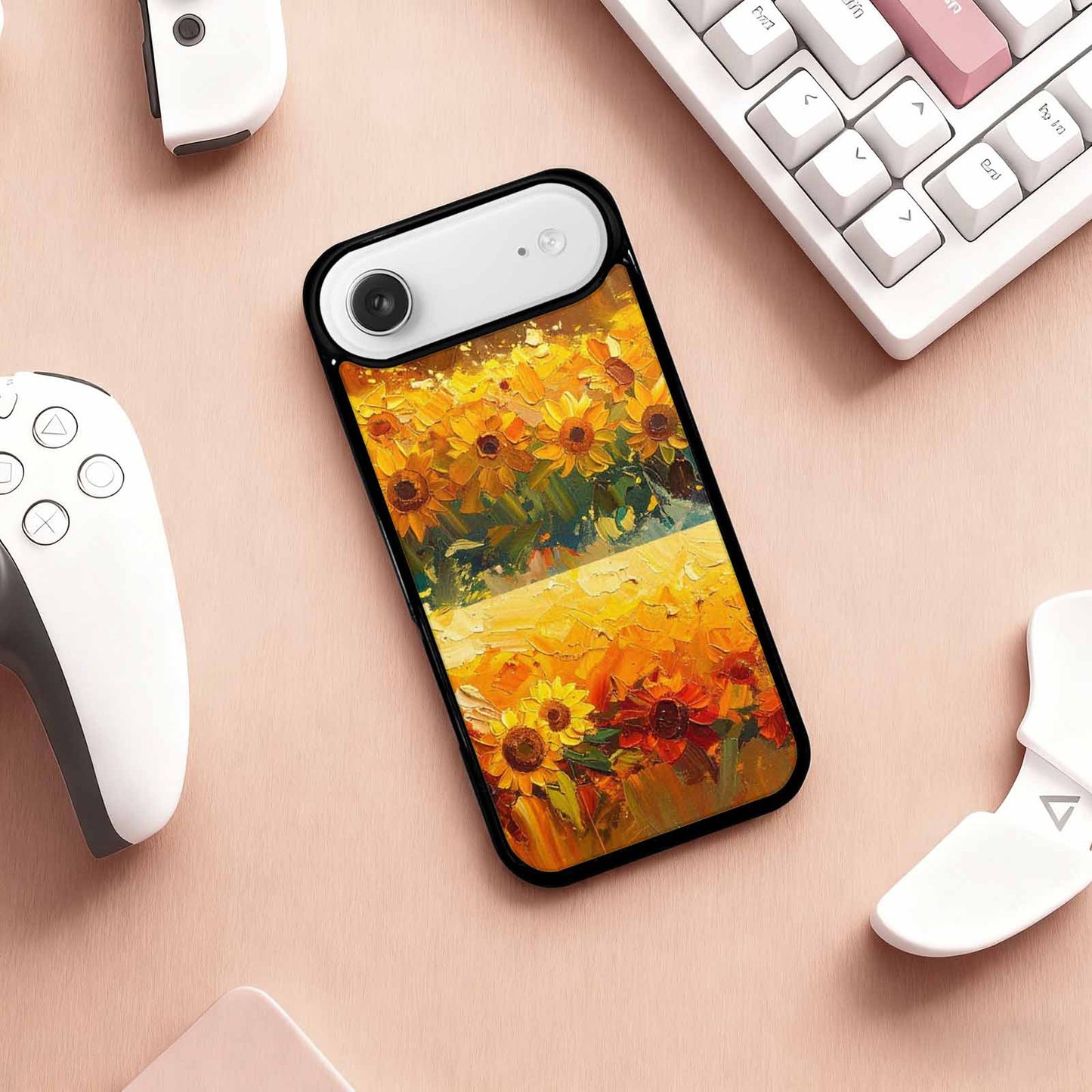 iPhone 17 Air Case — Impressionist Sunflower Brushstroke Pattern Hundreds Floral, Custom Art Phone Cover