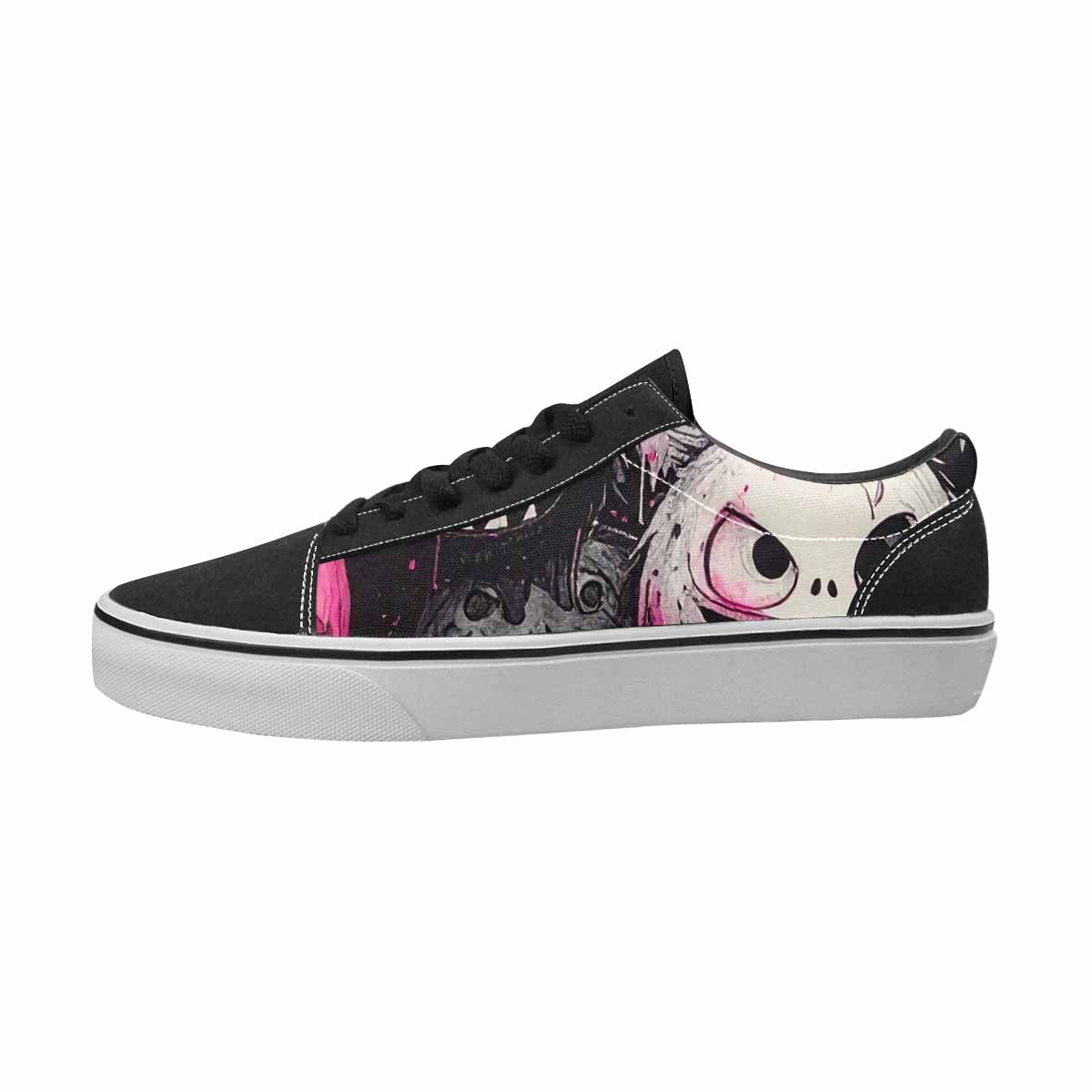 MEN'S Monsters Black & Pink Ink Canvas Artist-designed Wallpaper Art Original Art Sneakers