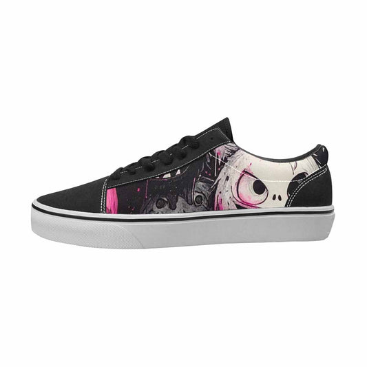 MEN'S Monsters Black & Pink Ink Canvas Artist-designed Wallpaper Art Original Art Sneakers