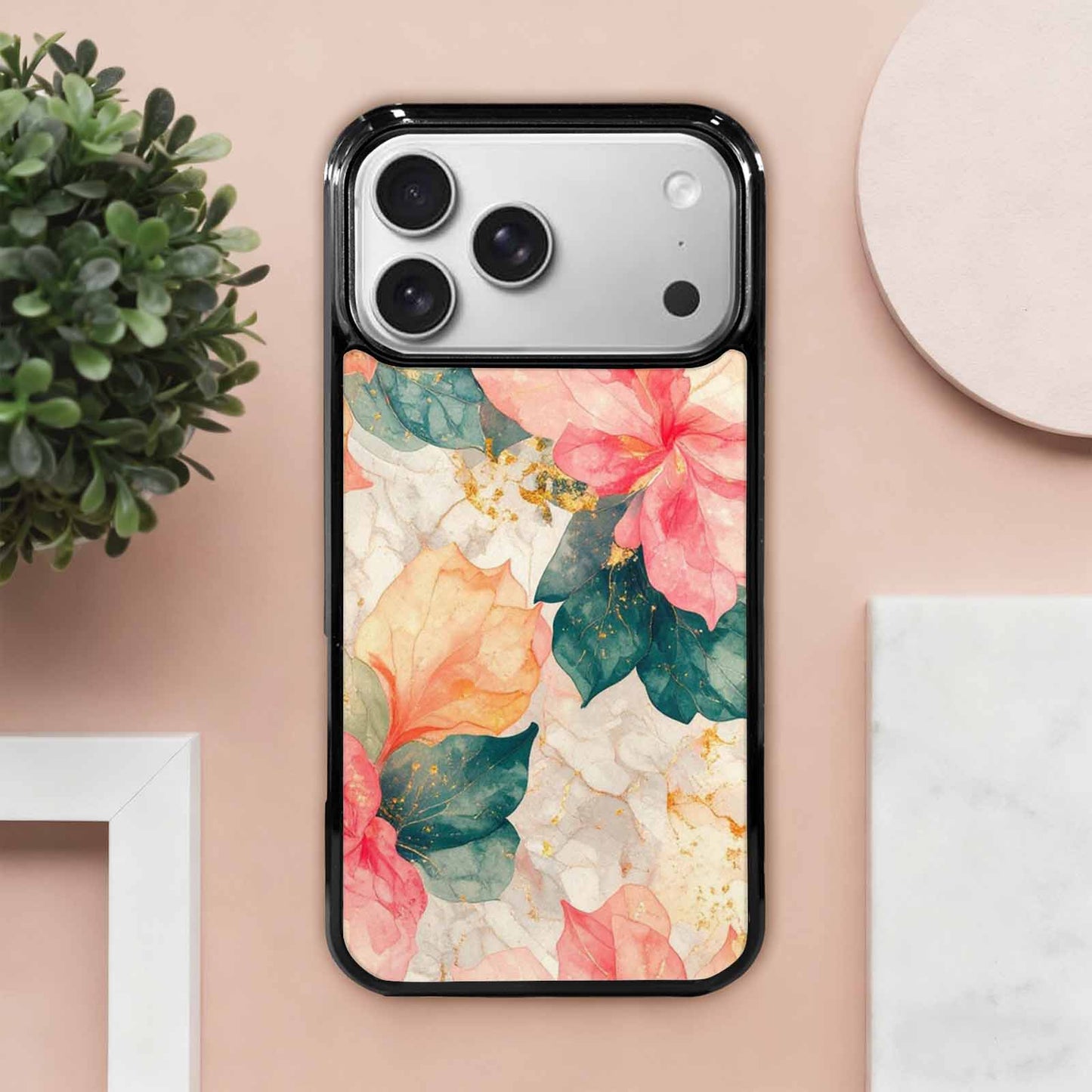 iPhone 17 Pro Max Case — Marble Floral, Custom Printed Phone Case