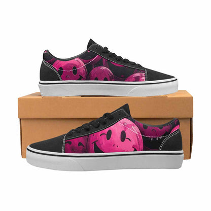 WOMEN'S Melting Moon Smiley Lace-Up Canvas Wallpaper Art Sneakers