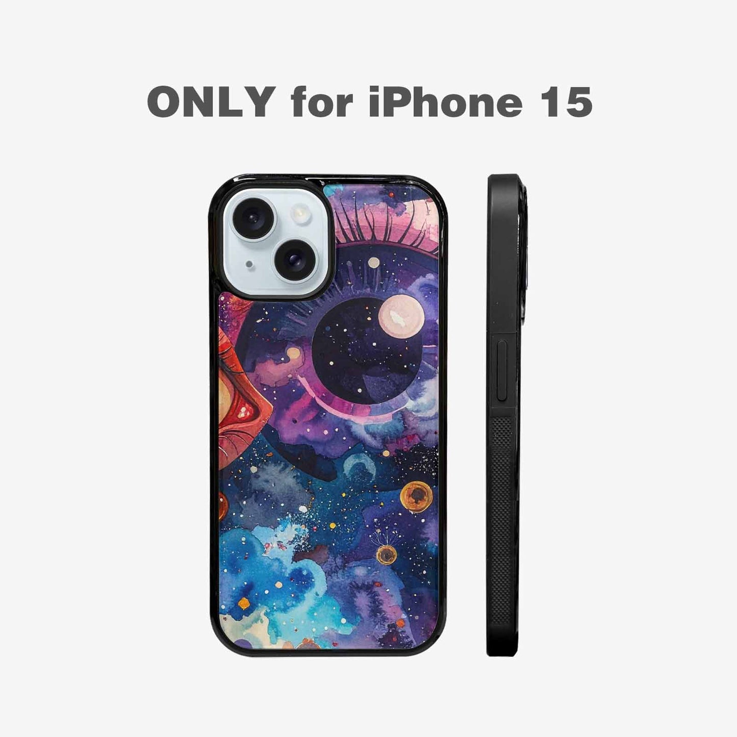 iPhone 15 Case — Cartoon Eyeballs Galaxy, Custom Art Phone Cover