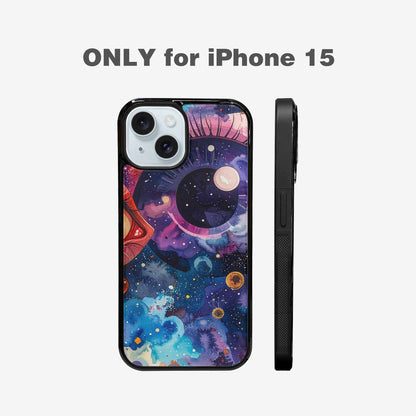 iPhone 15 Case — Cartoon Eyeballs Galaxy, Custom Art Phone Cover
