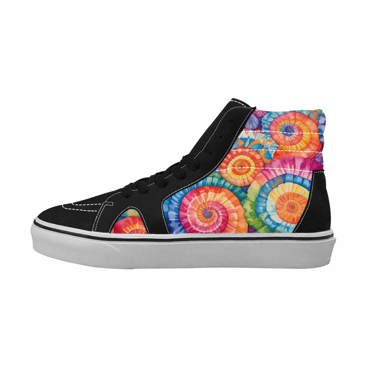 MEN'S Tie Dye Swirls Tie High Top Canvas Neon Fantasy Custom Shoes