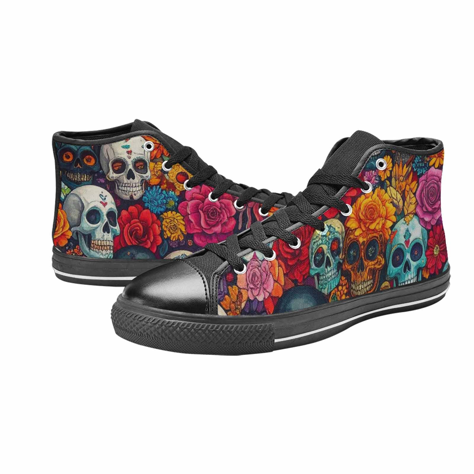 WOMEN'S Skull High Top Canvas Grunge Sneakers