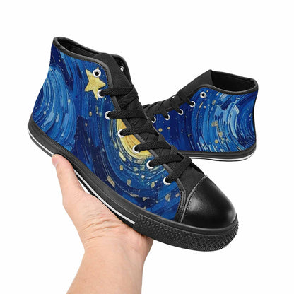 MEN'S Starry Night Galaxy High Top Canvas Neon Fantasy Custom Sneakers
