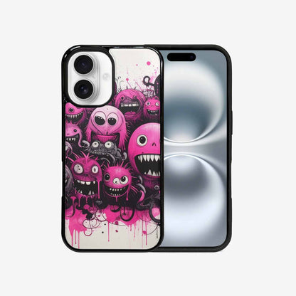 iPhone 16 Case — Monsters General Black Pink Ink Cartoon, Custom Art Phone Cover