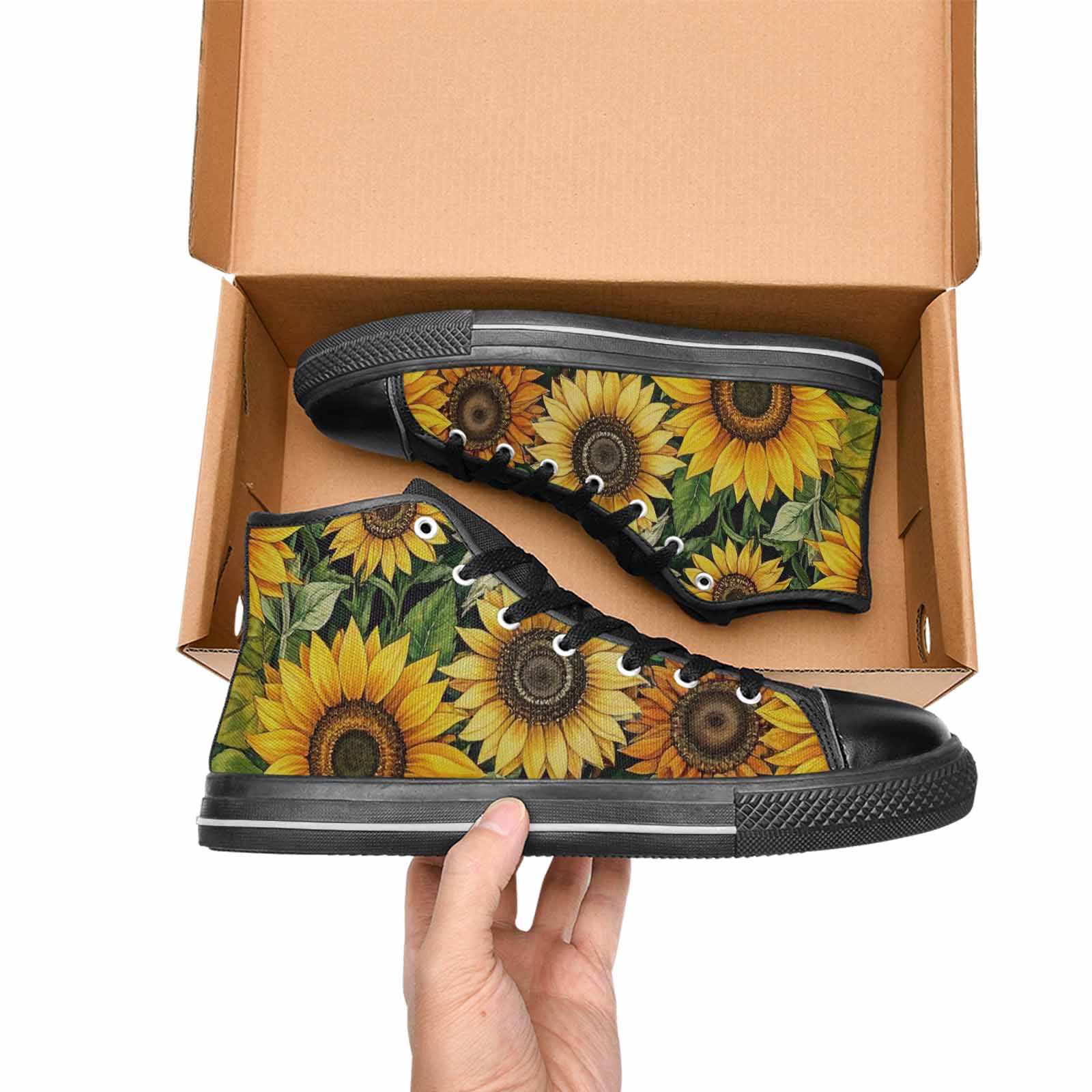 WOMEN'S Sunflower High Top Canvas Neon Fantasy Custom Sneakers