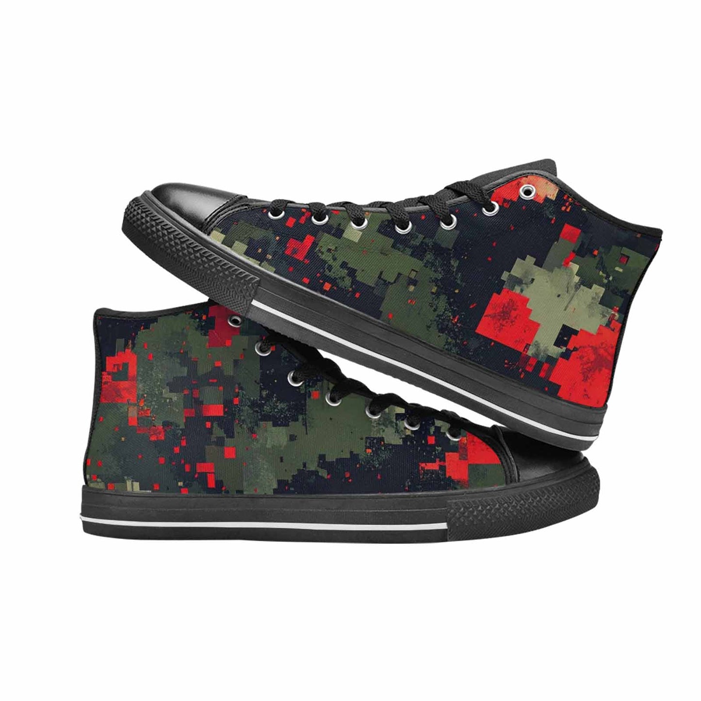 MEN'S Military Camouflage Blotch High Top Canvas Wallpaper Art Sneakers