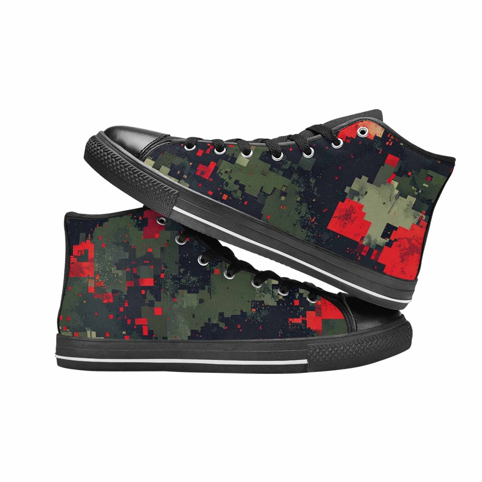 MEN'S Military Camouflage Blotch High Top Canvas Wallpaper Art Sneakers