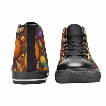 WOMEN'S Halloween High Top Canvas Wallpaper Art Custom Shoes