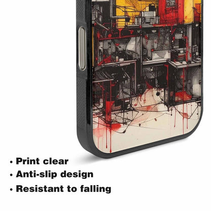iPhone 16 Pro Case — Liminal Space Fragment Black Red Ink, Custom Print Case Cover