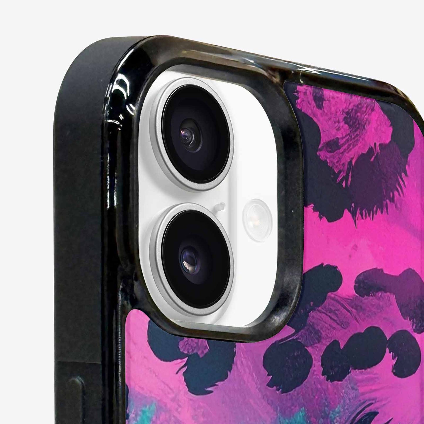 iPhone 16 Plus Case — Leopard Neon Pink Teal Airbrush, Custom Designed Case Cover