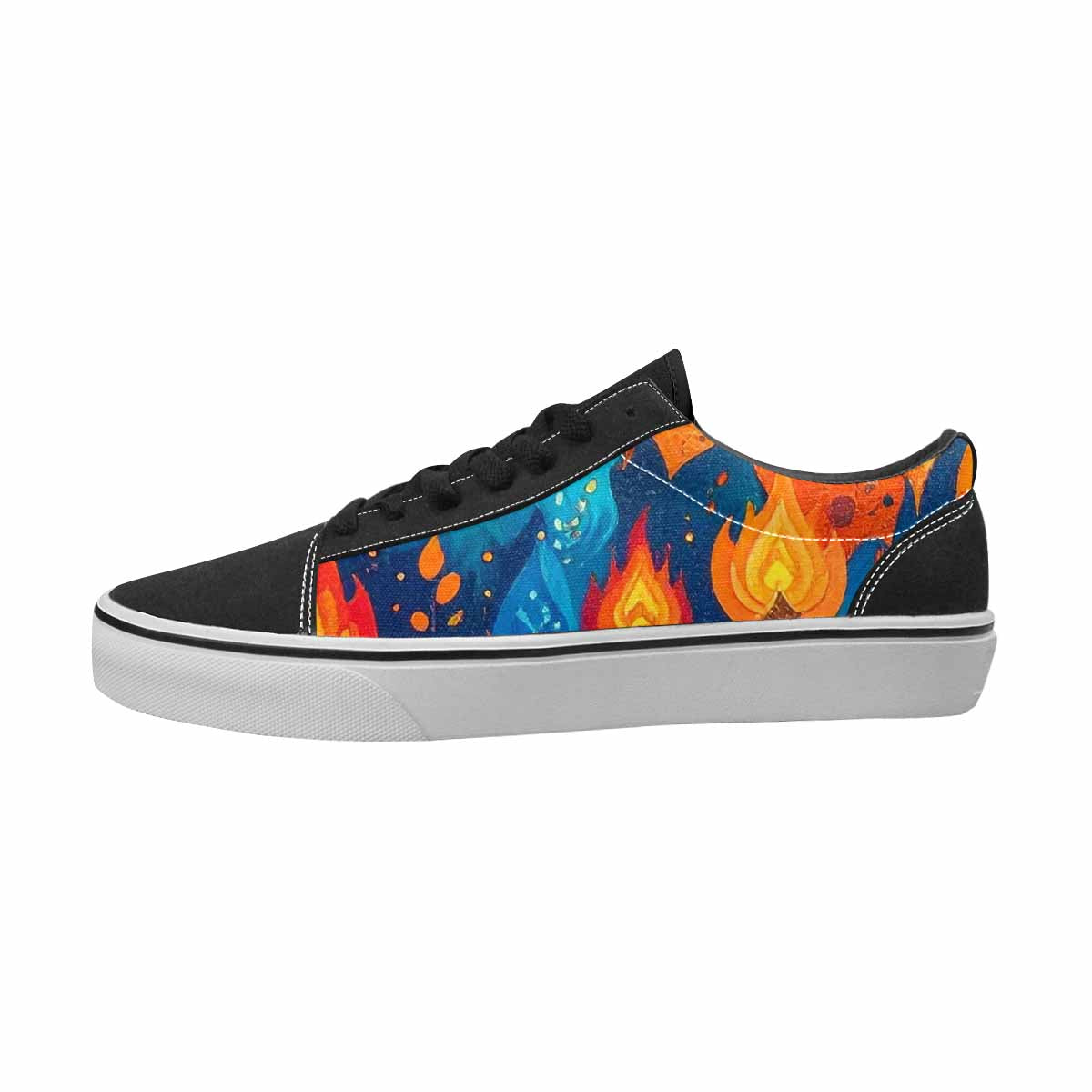 WOMEN'S Flames Full Color Canvas Streetwear Vibrant Chaos Original Art Sneakers