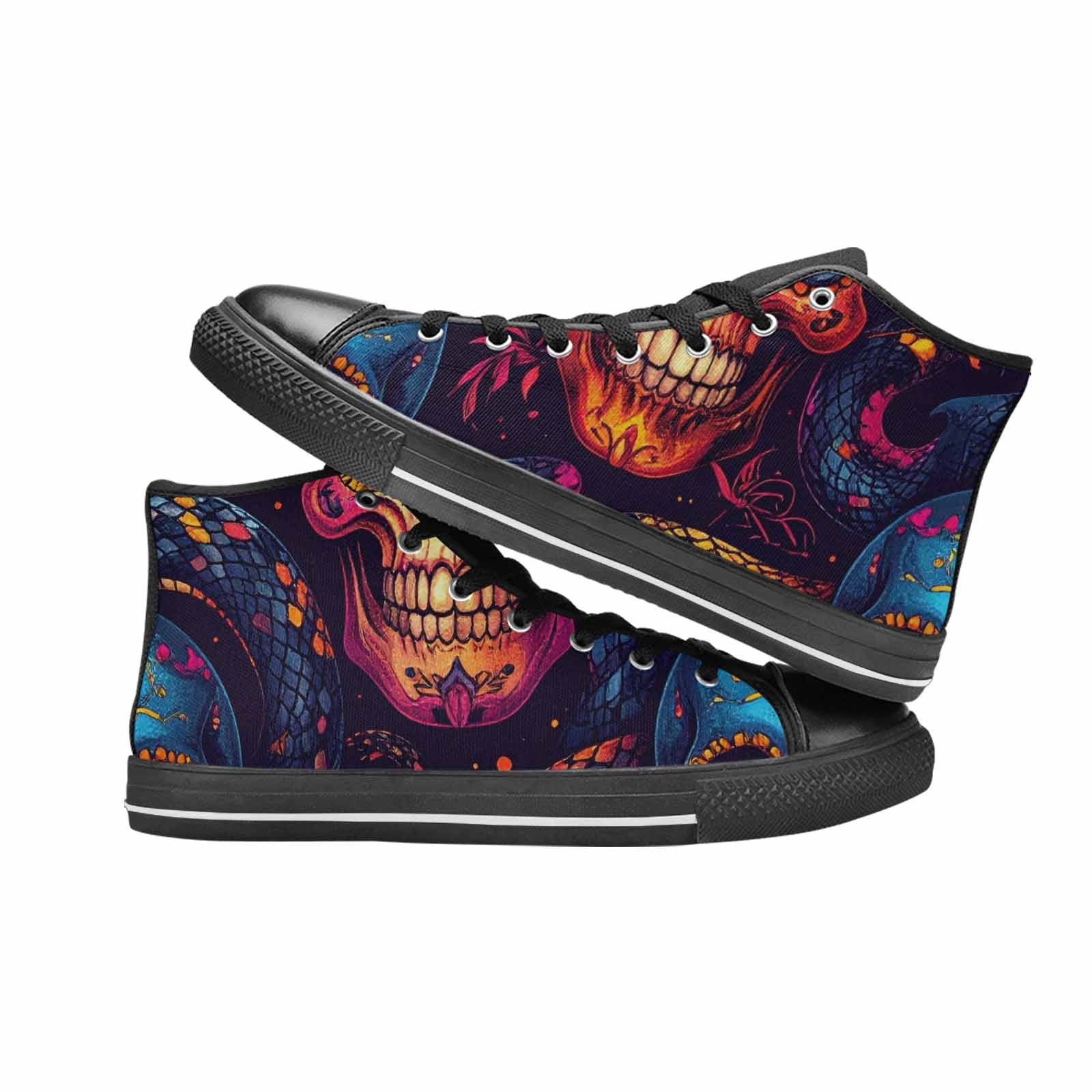 WOMEN'S Snake Skulls Print High Top Canvas Vivid Custom Shoes