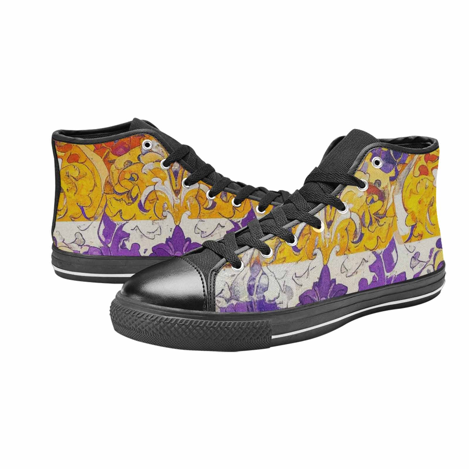 MEN'S Nonbinary Flag Color High Top Canvas Surreal Custom Sneakers