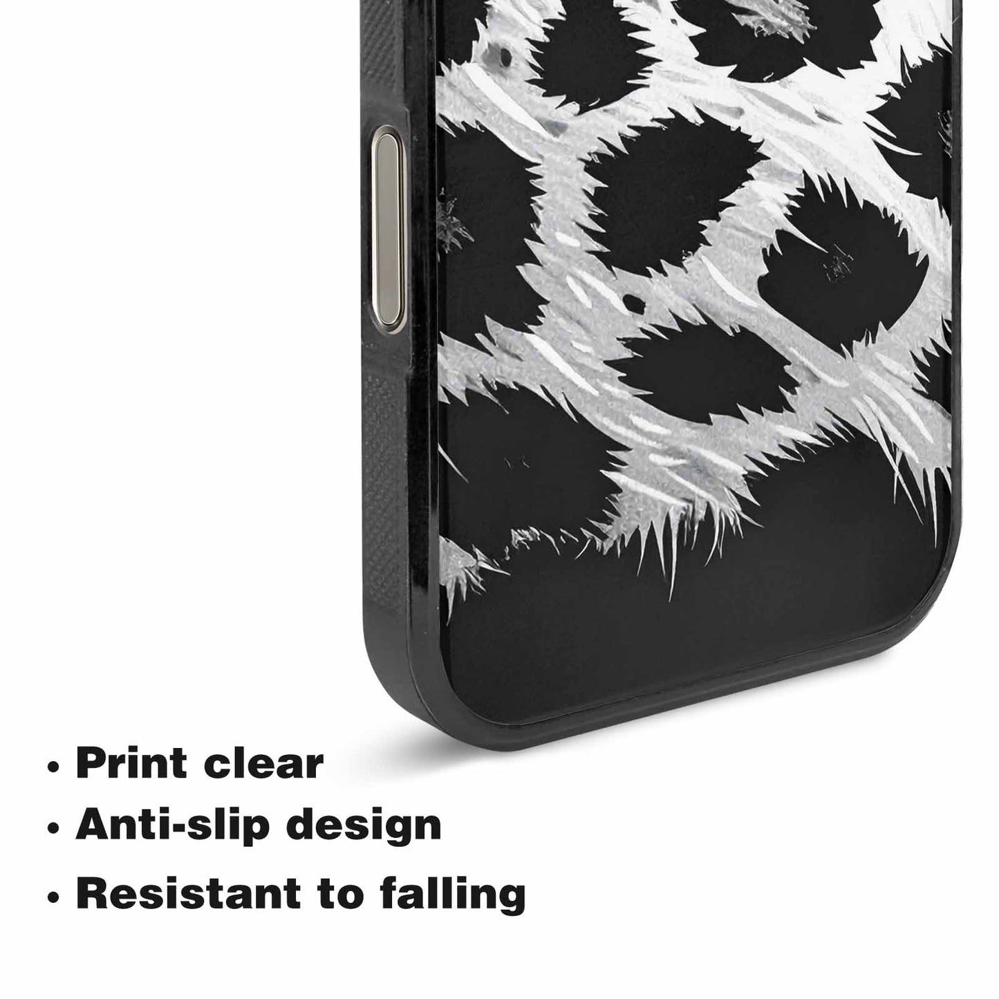 iPhone 16 Pro Max Case — Leopard Print Black And White Style, Custom Made Phone Cover