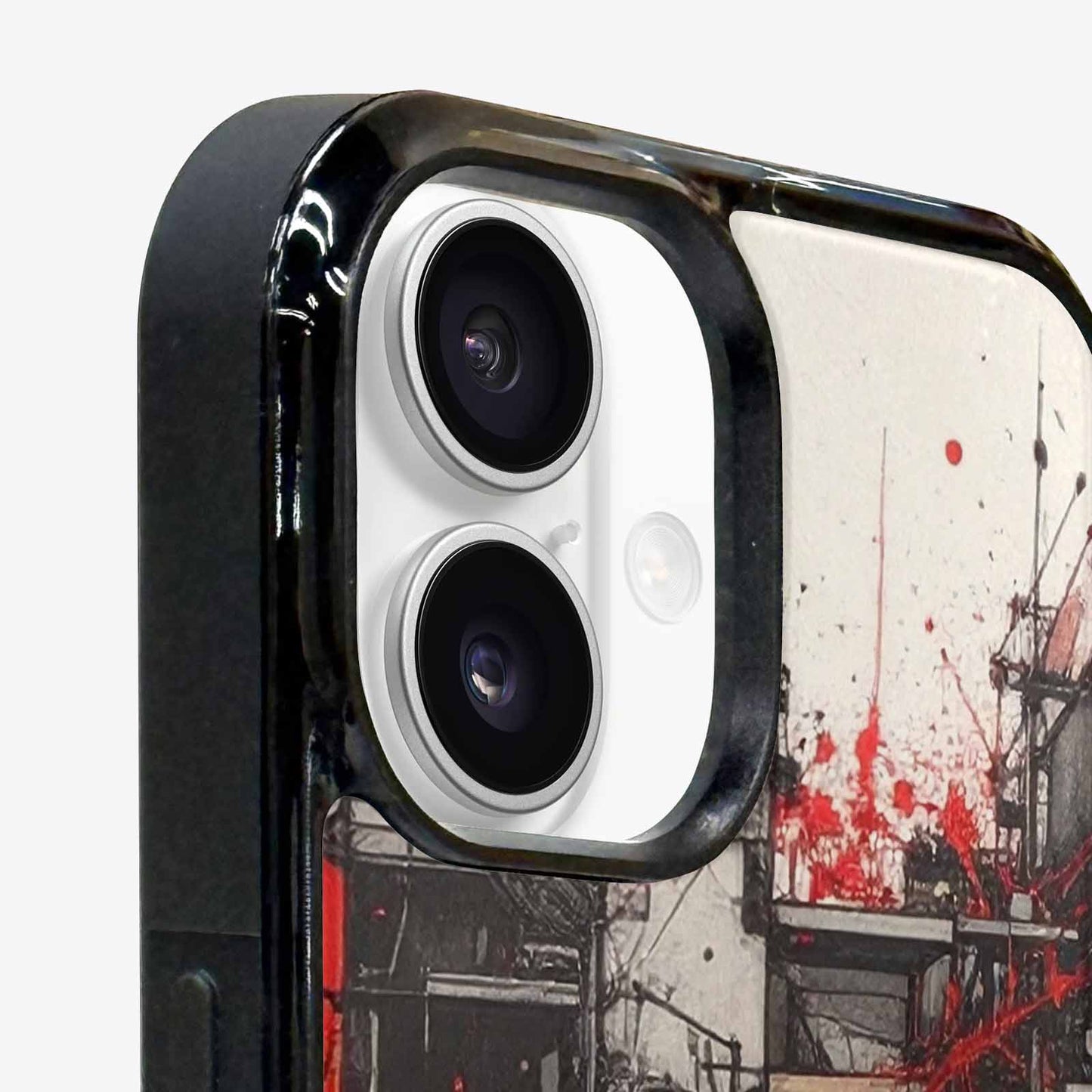 iPhone 16 Plus Case — Liminal Space Fragment Black Red Ink, Customized Protective Case