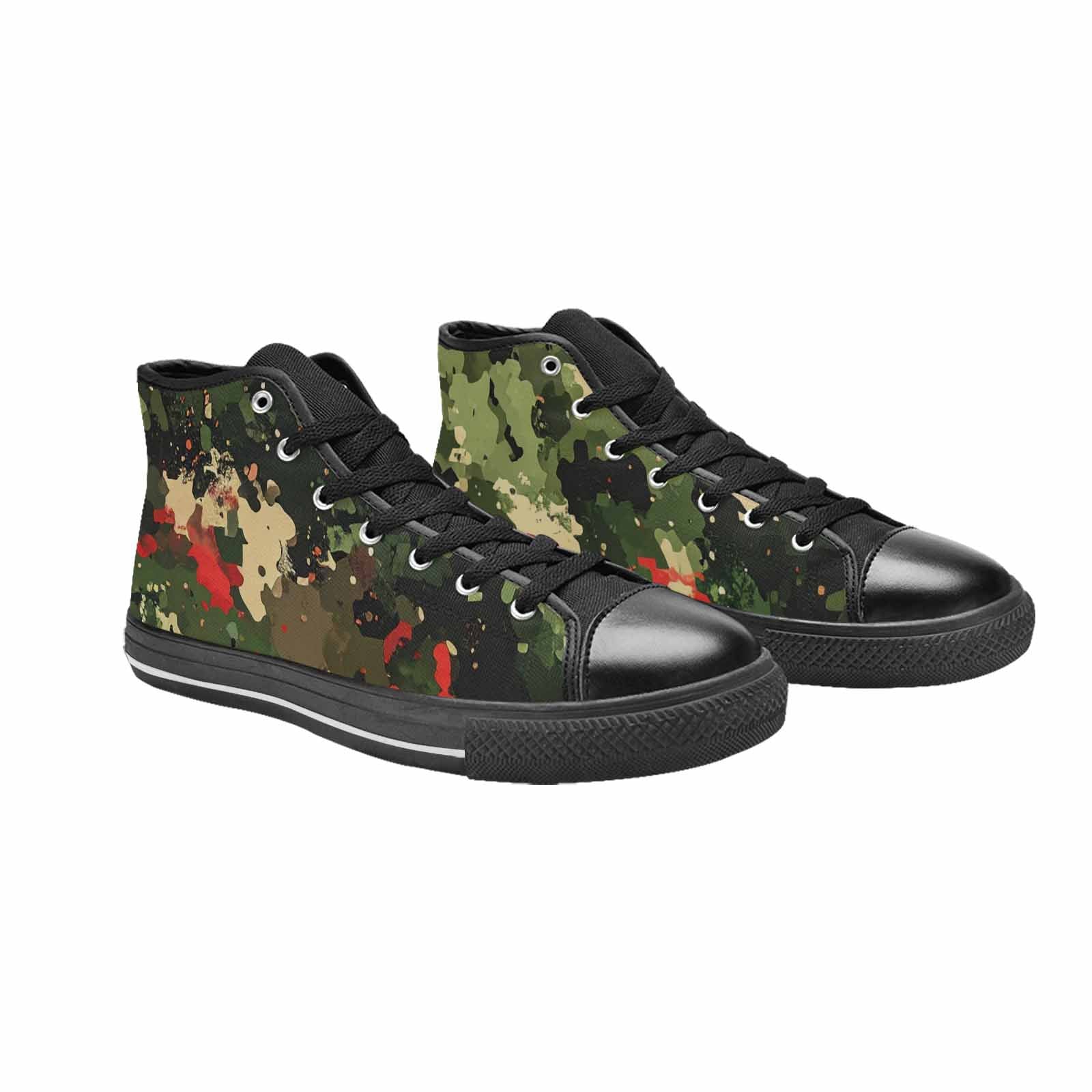 WOMEN'S Military Camouflage Blotch High Top Canvas Vibrant Chaos Shoes