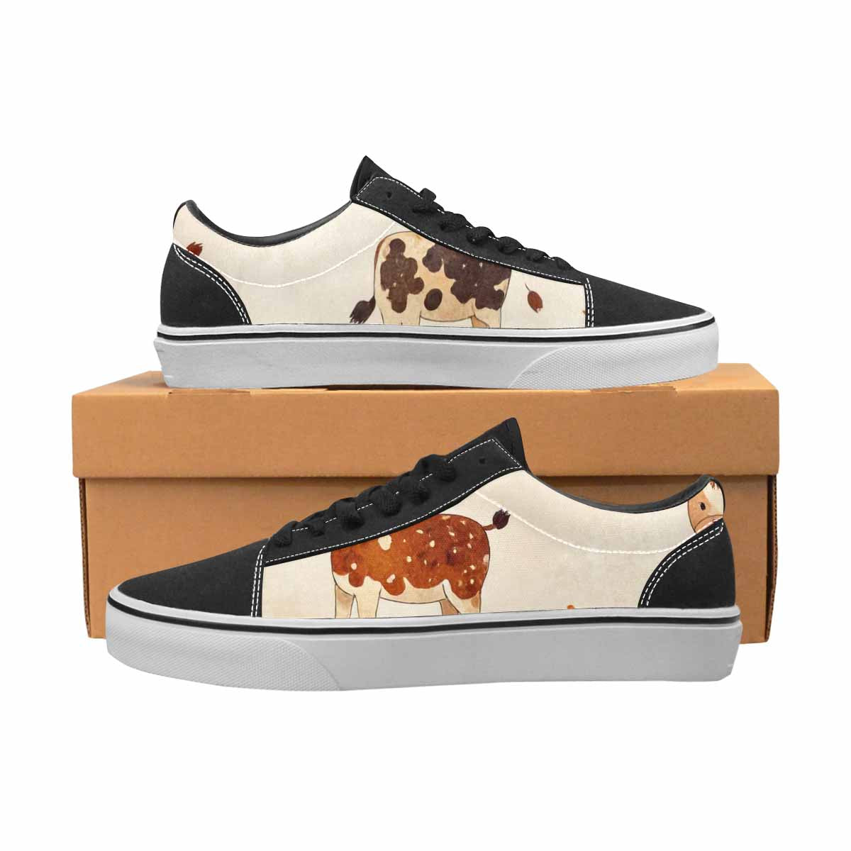 MEN'S Cow Animal Print Canvas Lace-Up Grunge Shoes