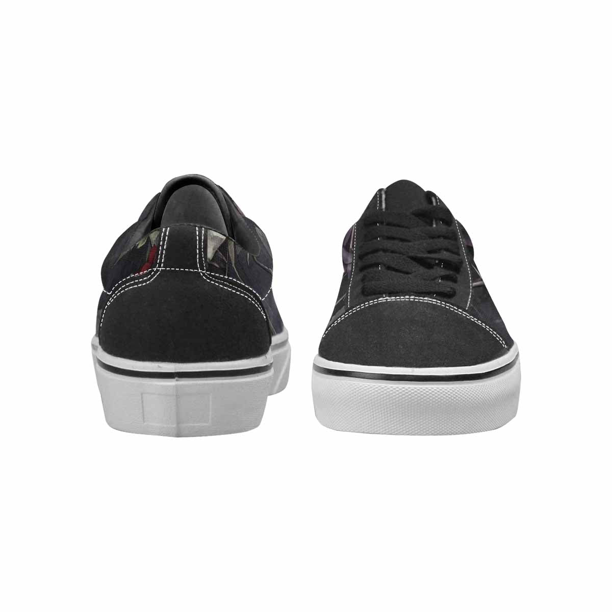 MEN'S Black Gothic Rose Canvas Lace-Up Cottagecore Custom Sneakers